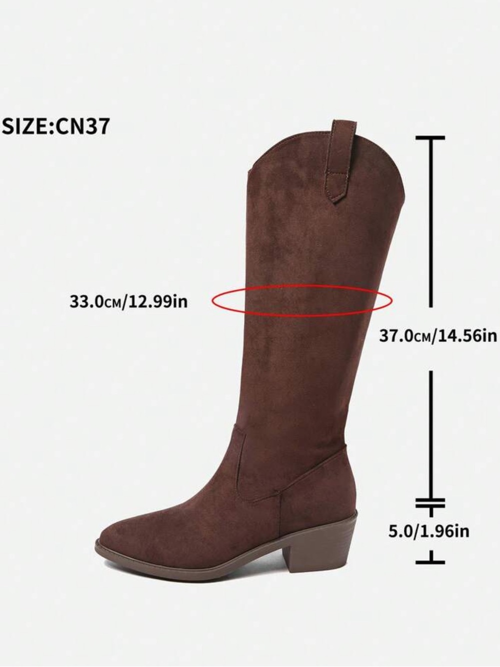 LAST 1🤎 Chocolate Brown Vegan Suede Knee High Western Cowboy Boots 7.5 - Picture 5 of 5